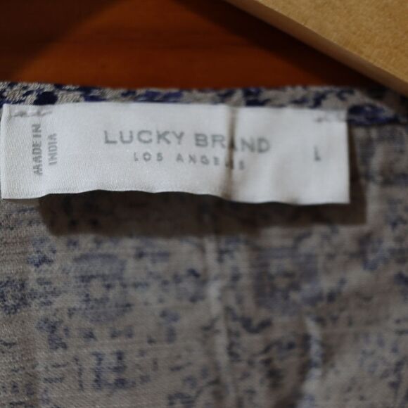 Lucky Brand Blue Floral Boho Peasant Top NWT Large Elegant Flowing Spring Style - Picture 10 of 14